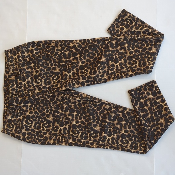 Faded Glory Cheetah Print Skinny Ankle Pants L Black Brown 12-14 - Picture 1 of 11